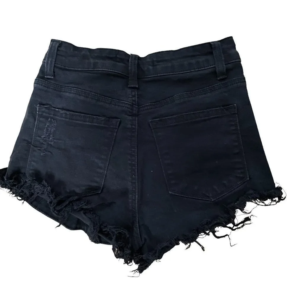 KanCan ~ Black Denim Cut off Shorts ~ size 24 - Picture 2 of 9
